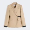 Blazer croisé en pur lin natta, couleur camel Blazer croisé en pur lin natta, couleur camel