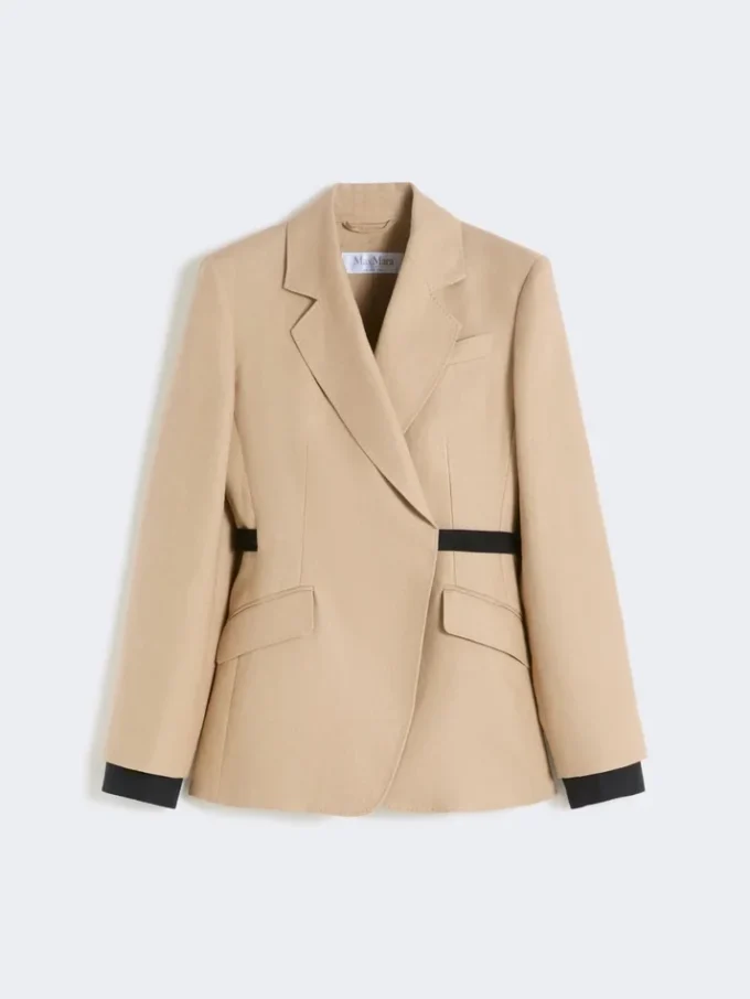 Blazer croisé en pur lin natta, couleur camel Blazer croisé en pur lin natta, couleur camel