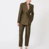 Blazer croisé en shantung, kaki Blazer croisé en shantung, kaki