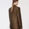 Blazer croisé en shantung, kaki Blazer croisé en shantung, kaki