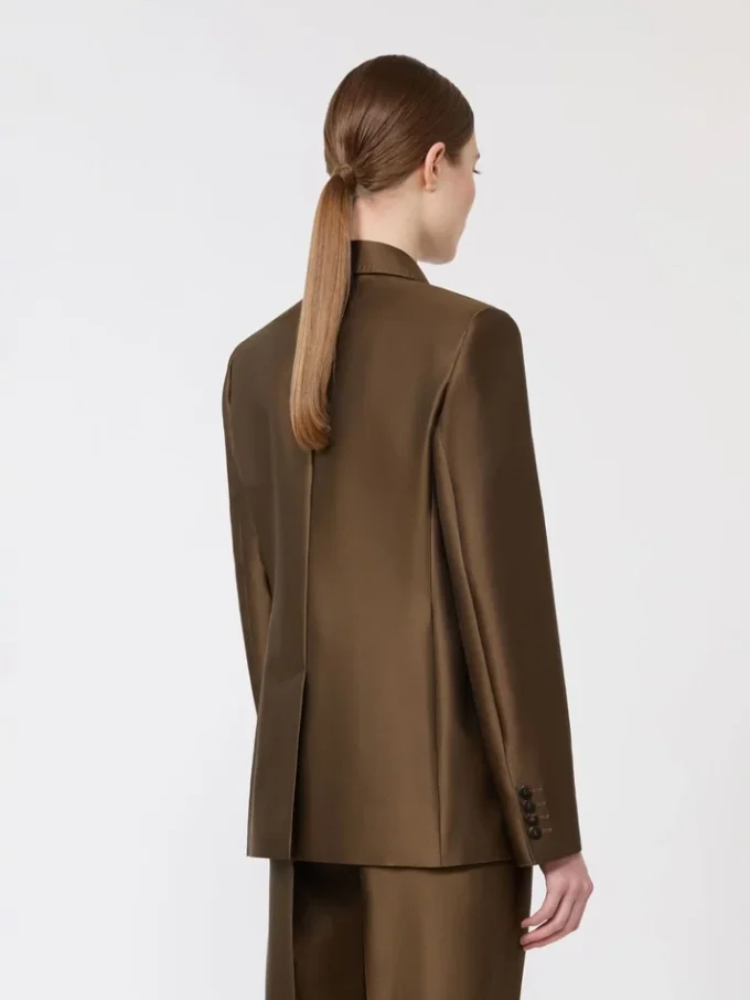 Blazer croisé en shantung, kaki Blazer croisé en shantung, kaki