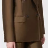 Blazer croisé en shantung, kaki Blazer croisé en shantung, kaki