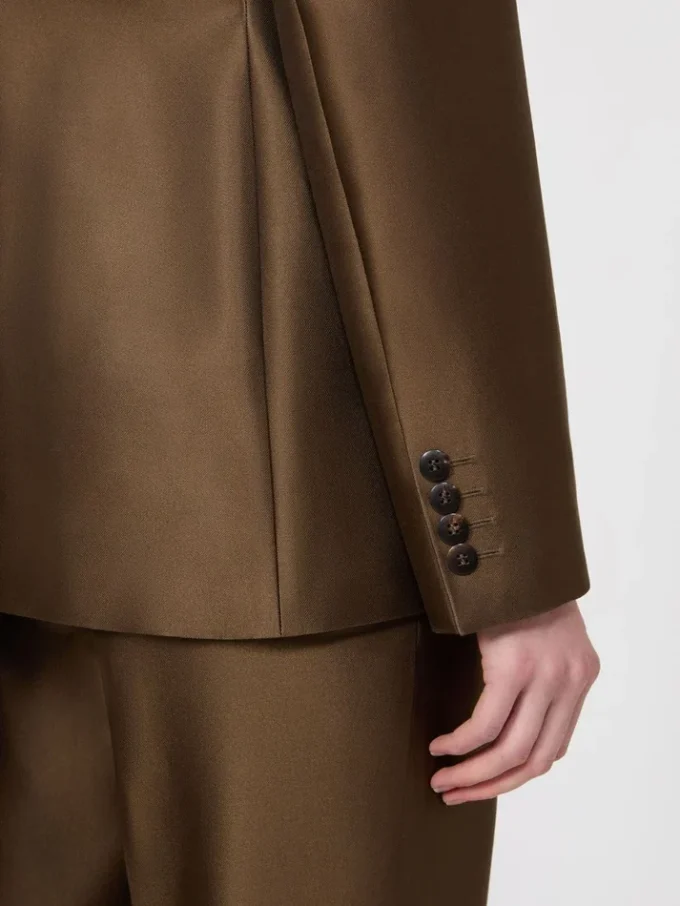 Blazer croisé en shantung, kaki Blazer croisé en shantung, kaki