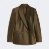Blazer croisé en shantung, kaki Blazer croisé en shantung, kaki