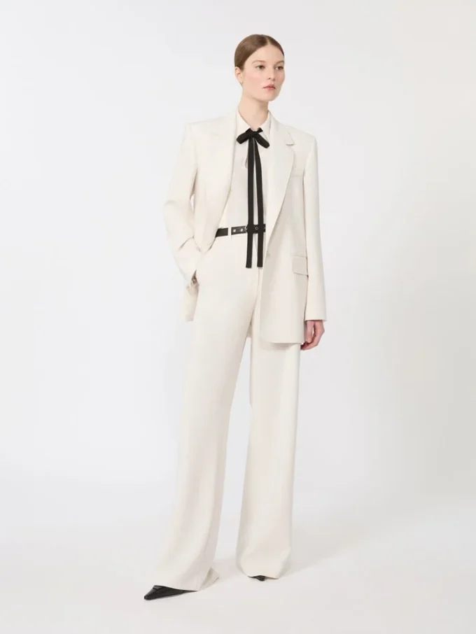 Blazer droit en cady, beige Blazer droit en cady, beige