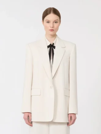 Blazer droit en cady, beige