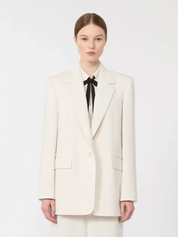 Blazer droit en cady, beige Blazer droit en cady, beige