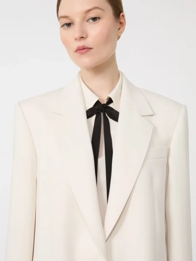 Blazer droit en cady, beige Blazer droit en cady, beige