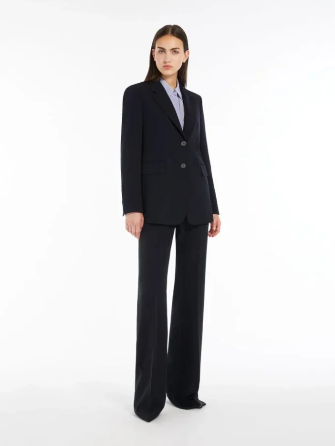 Blazer droit en cady, bleu marine Blazer droit en cady, bleu marine