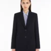 Blazer droit en cady, bleu marine Blazer droit en cady, bleu marine