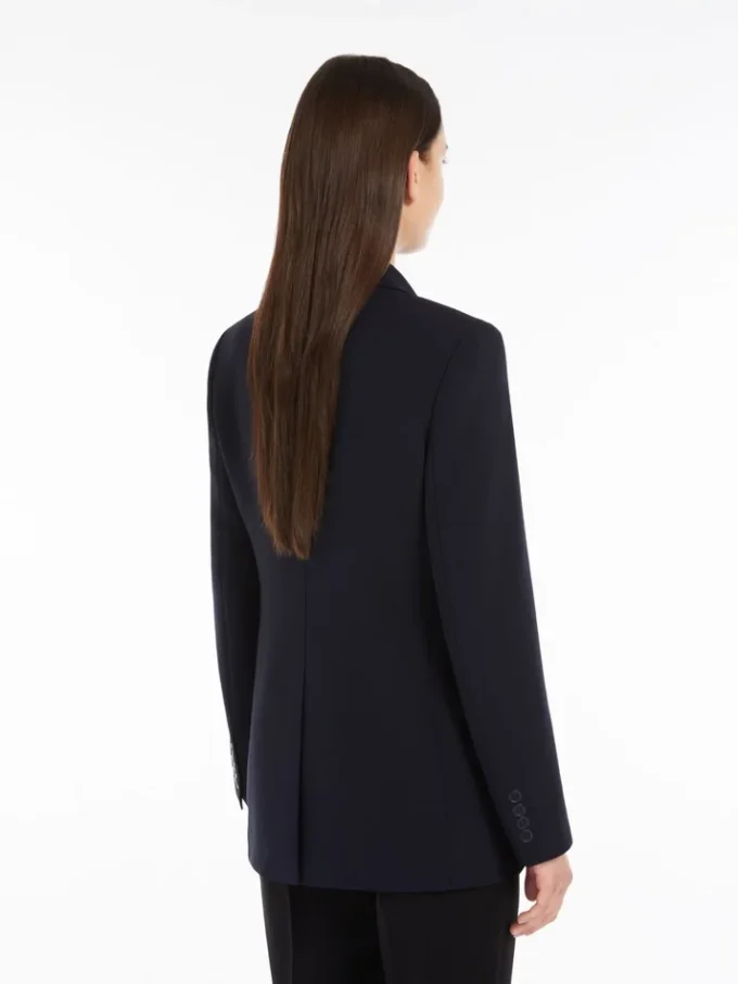Blazer droit en cady, bleu marine Blazer droit en cady, bleu marine