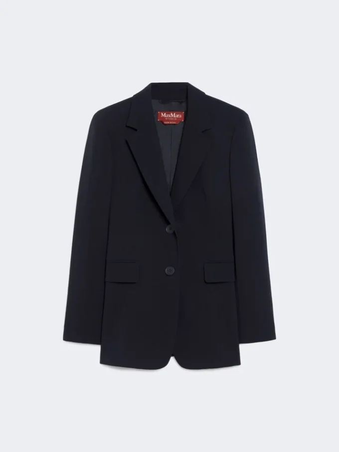 Blazer droit en cady, bleu marine Blazer droit en cady, bleu marine