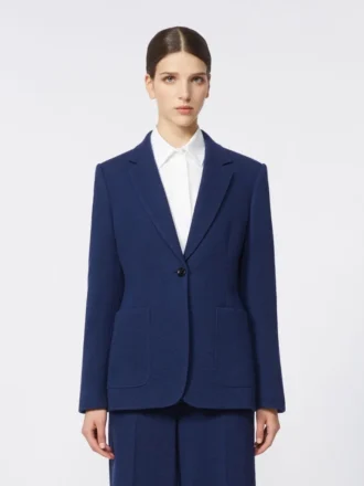 Blazer droit en jersey piqué, bleu de Chine