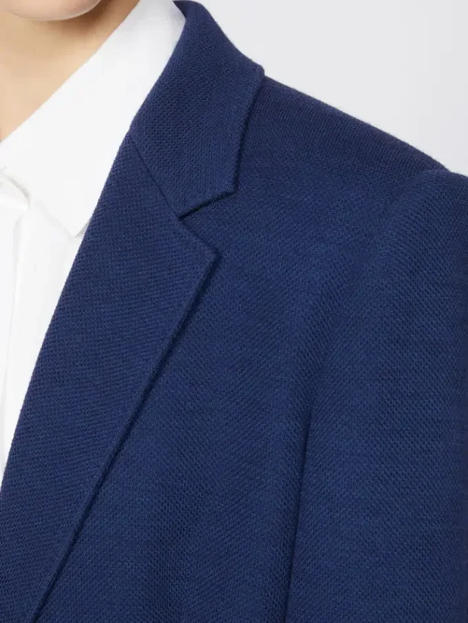 Blazer droit en jersey piqué, bleu de Chine Blazer droit en jersey piqué, bleu de Chine