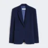 Blazer droit en jersey piqué, bleu de Chine Blazer droit en jersey piqué, bleu de Chine