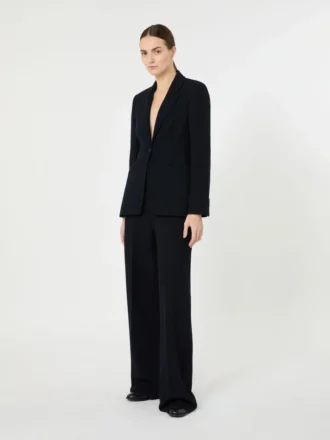 Blazer droit en jersey piqué, bleu outremer