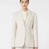 Blazer droit en jersey piqué, ivoire Blazer droit en jersey piqué, ivoire