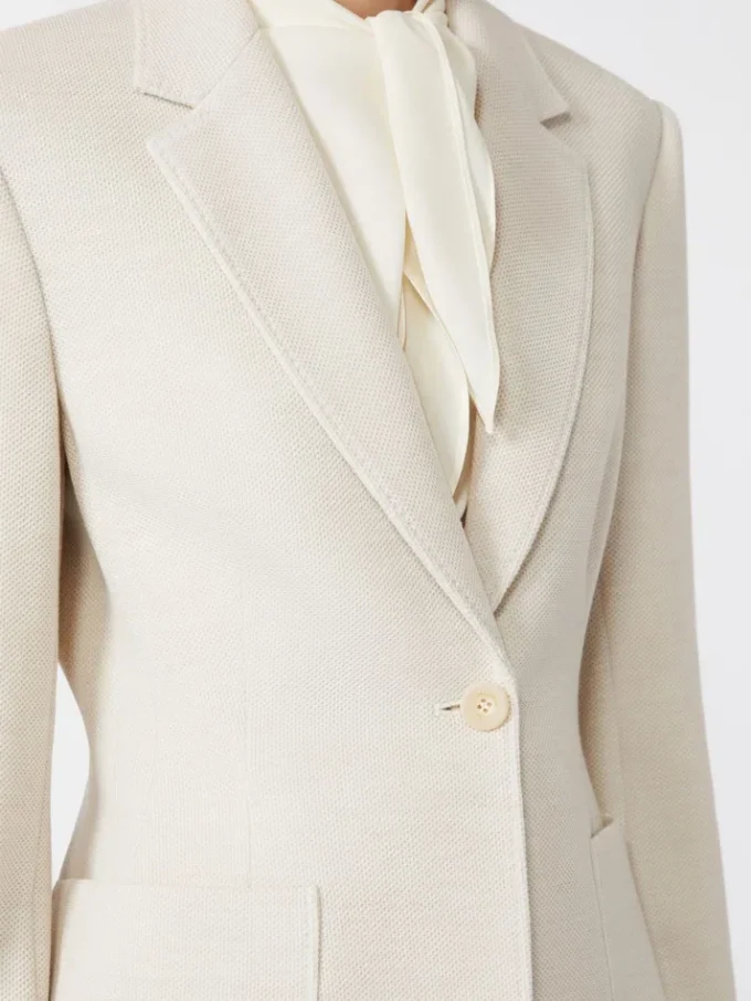 Blazer droit en jersey piqué, ivoire Blazer droit en jersey piqué, ivoire