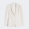 Blazer droit en jersey piqué, ivoire Blazer droit en jersey piqué, ivoire