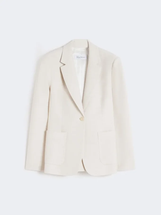 Blazer droit en jersey piqué, ivoire Blazer droit en jersey piqué, ivoire