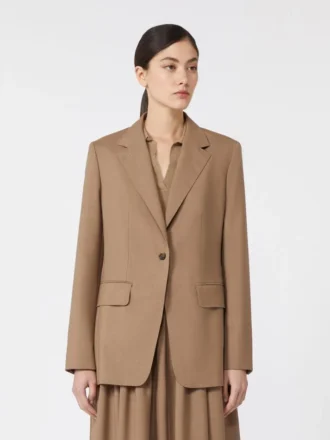 Blazer droit en laine, couleur noisette