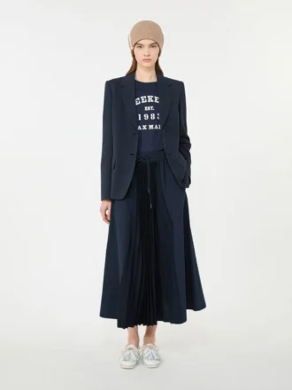 Blazer en jersey de coton, bleu marine