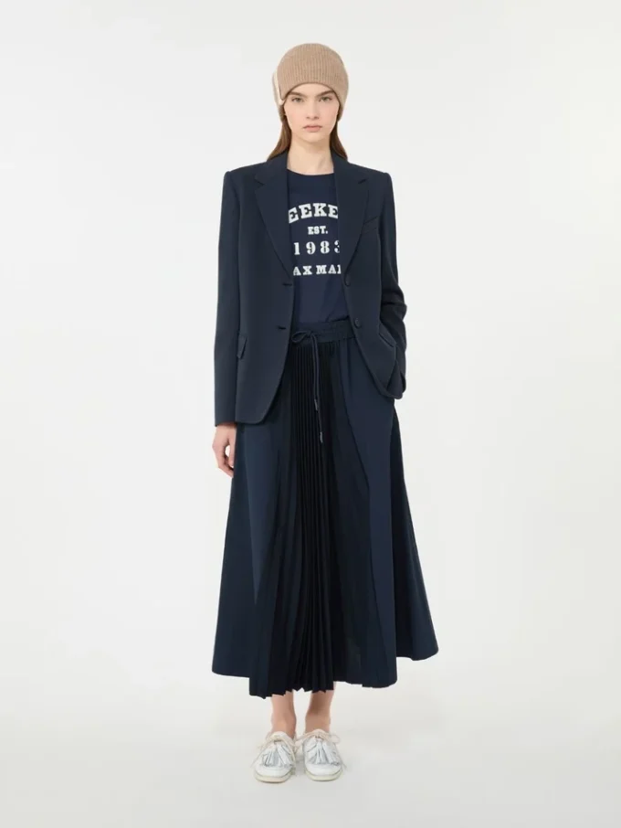 Blazer en jersey de coton, bleu marine Blazer en jersey de coton, bleu marine