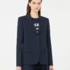 Blazer en jersey de coton, bleu marine Blazer en jersey de coton, bleu marine