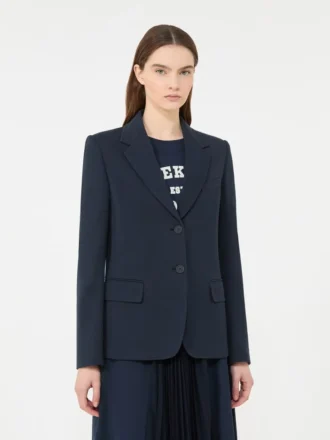 Blazer en jersey de coton, bleu marine