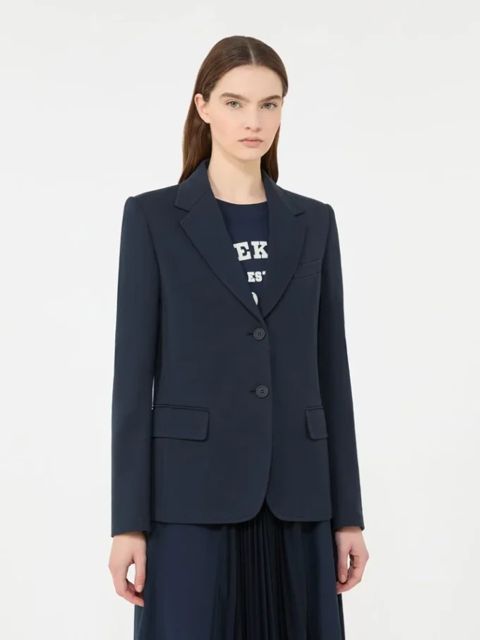 Blazer en jersey de coton, bleu marine Blazer en jersey de coton, bleu marine