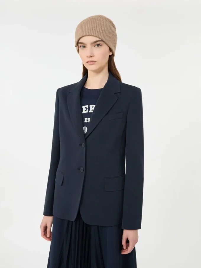 Blazer en jersey de coton, bleu marine Blazer en jersey de coton, bleu marine