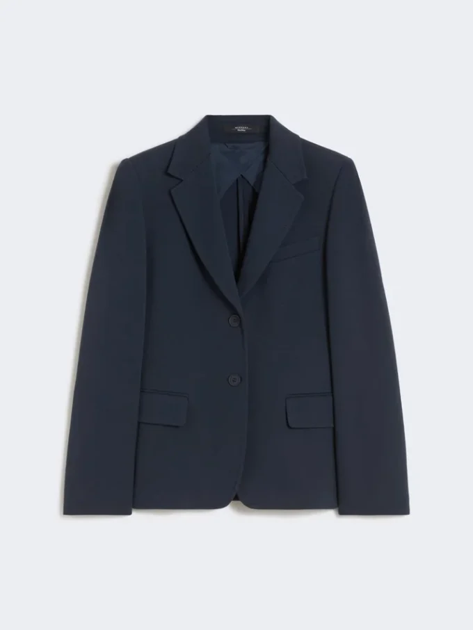 Blazer en jersey de coton, bleu marine Blazer en jersey de coton, bleu marine