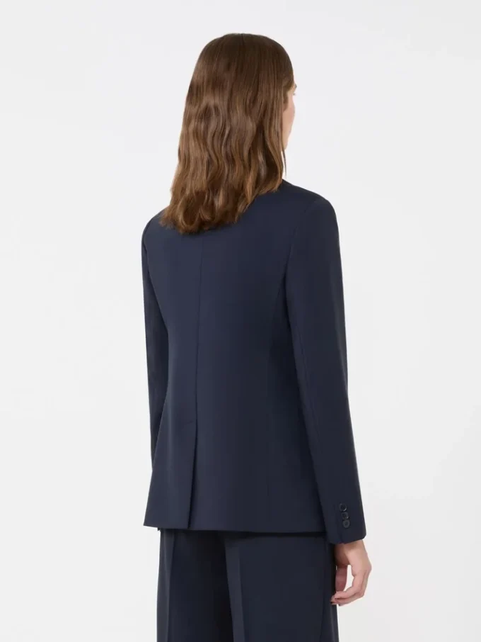 Blazer en laine extensible à double boutonnage, bleu marine Blazer en laine extensible à double boutonnage, bleu marine