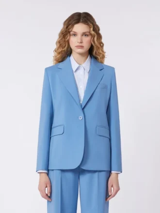 Blazer en laine stretch, bleu clair