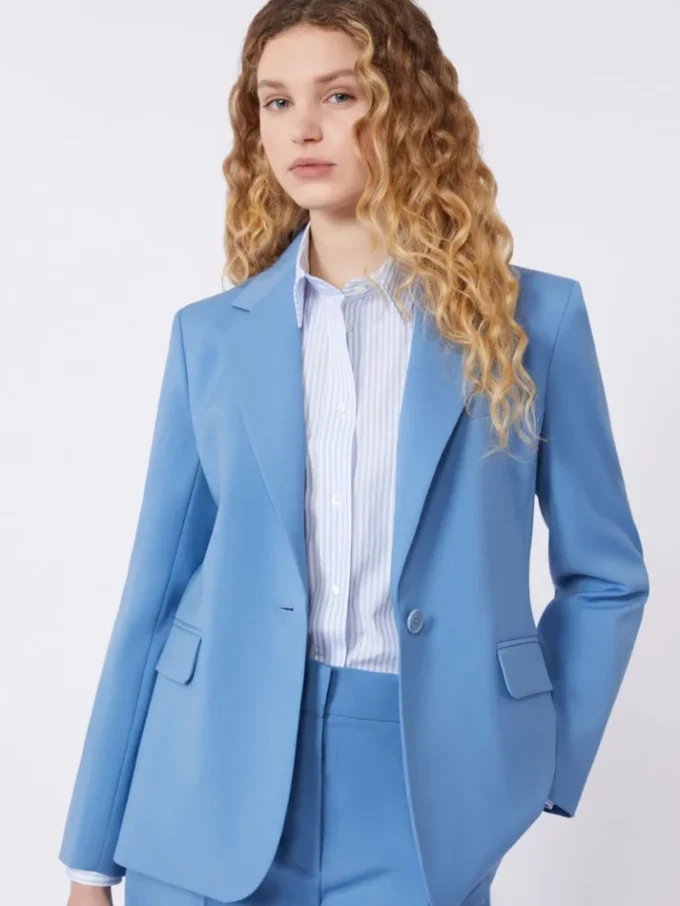 Blazer en laine stretch, bleu clair Blazer en laine stretch, bleu clair
