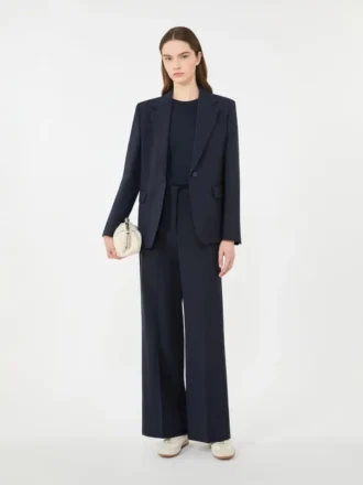Blazer en laine stretch, bleu marine