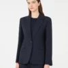 Blazer en laine stretch, bleu marine Blazer en laine stretch, bleu marine