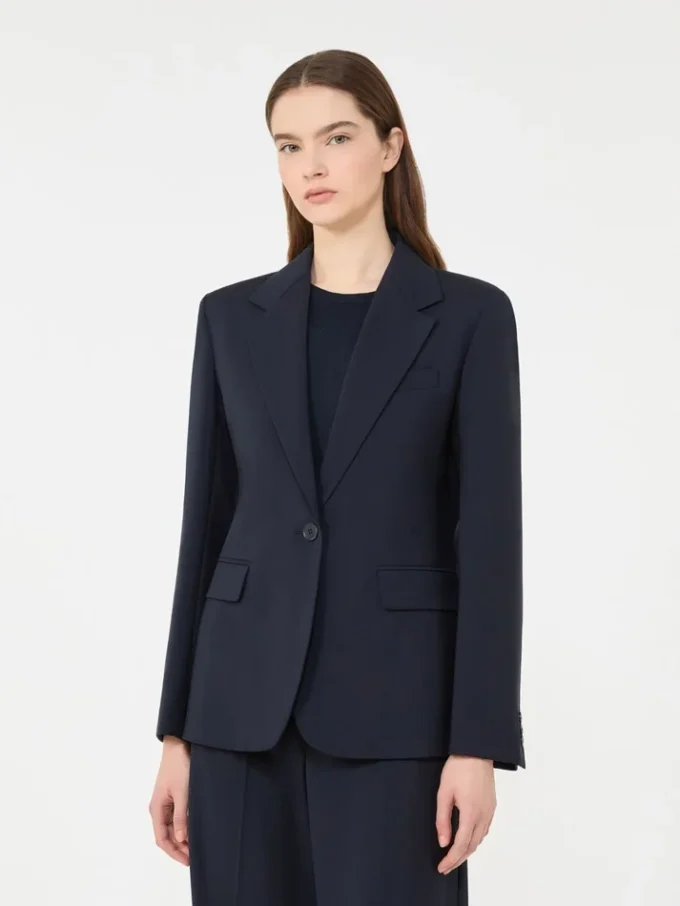 Blazer en laine stretch, bleu marine Blazer en laine stretch, bleu marine