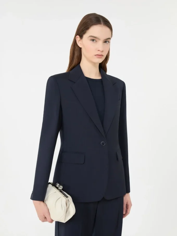 Blazer en laine stretch, bleu marine Blazer en laine stretch, bleu marine