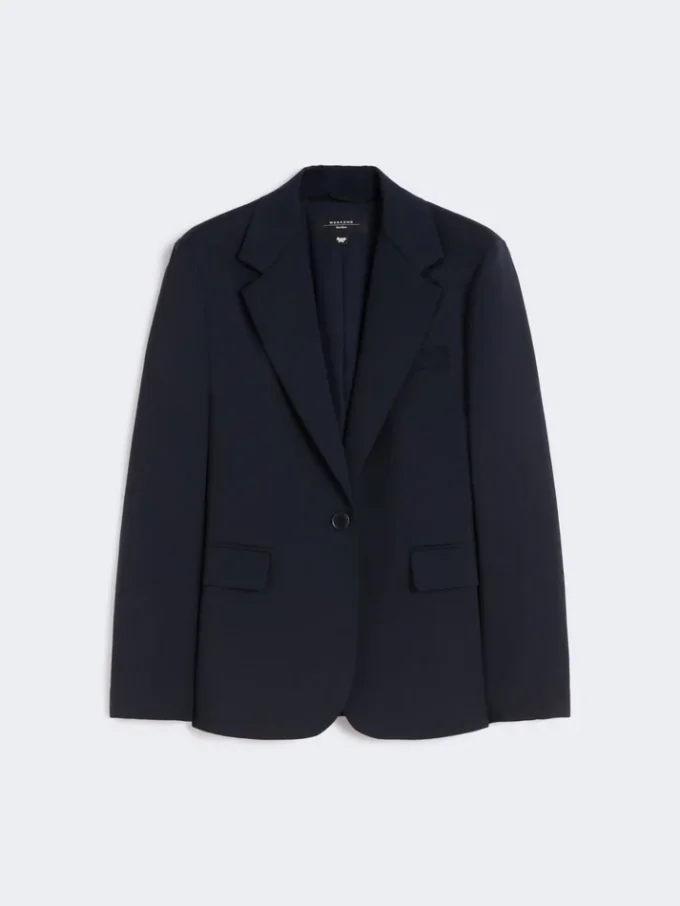 Blazer en laine stretch, bleu marine Blazer en laine stretch, bleu marine