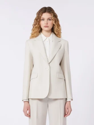 Blazer en laine stretch, couleur sable