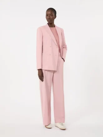 Blazer en laine stretch à double boutonnage, rose antique
