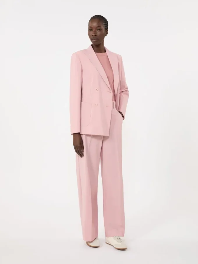Blazer en laine stretch à double boutonnage, rose antique Blazer en laine stretch à double boutonnage, rose antique