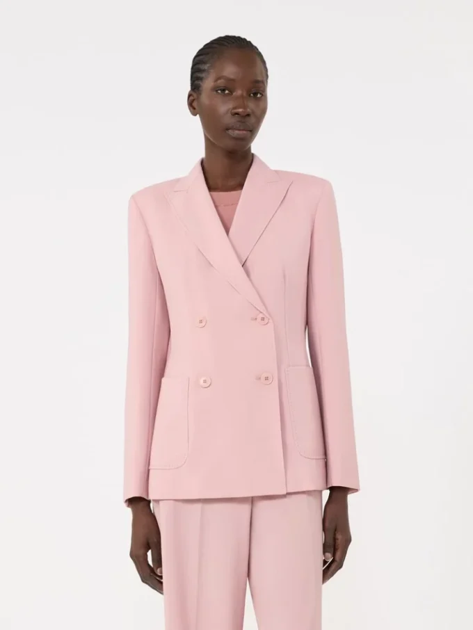 Blazer en laine stretch à double boutonnage, rose antique Blazer en laine stretch à double boutonnage, rose antique