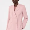 Blazer en laine stretch à double boutonnage, rose antique Blazer en laine stretch à double boutonnage, rose antique