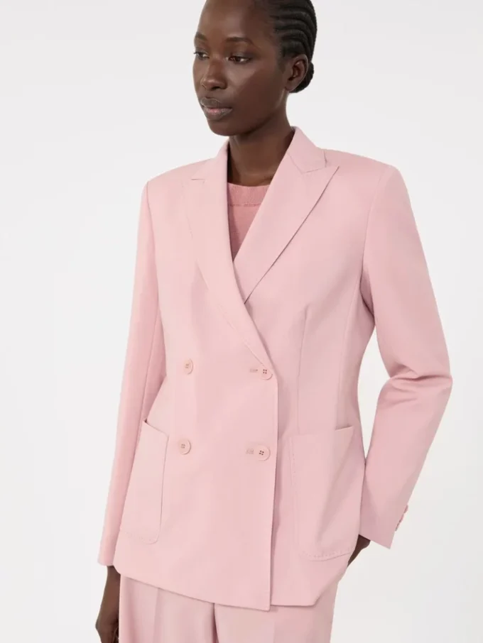 Blazer en laine stretch à double boutonnage, rose antique Blazer en laine stretch à double boutonnage, rose antique