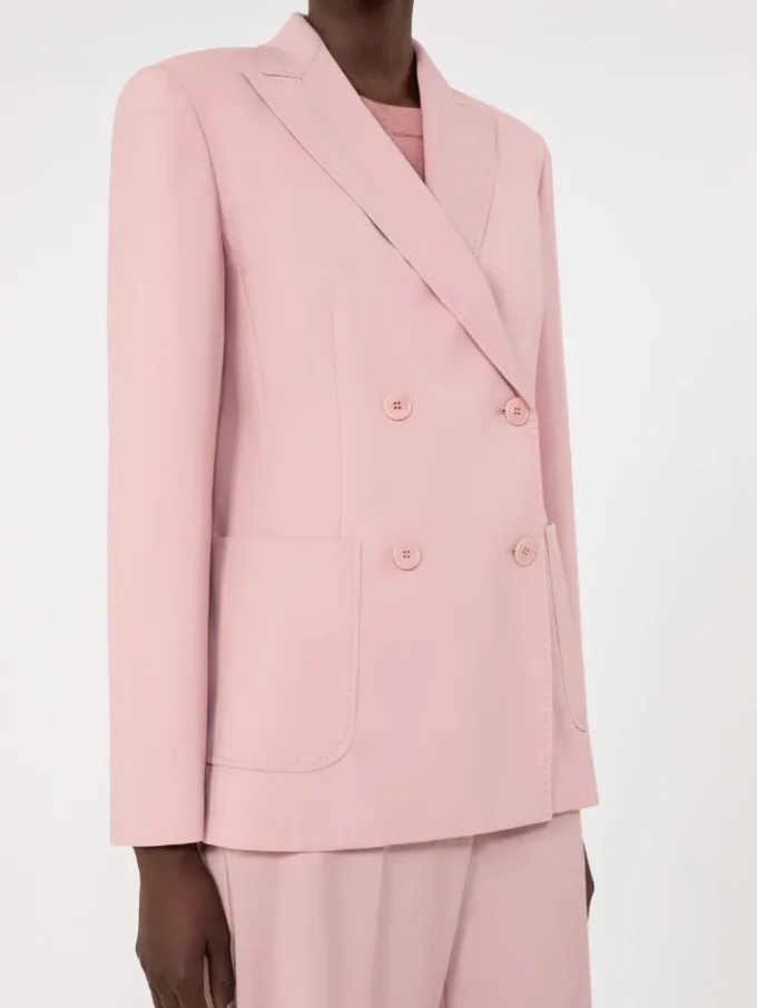 Blazer en laine stretch à double boutonnage, rose antique Blazer en laine stretch à double boutonnage, rose antique