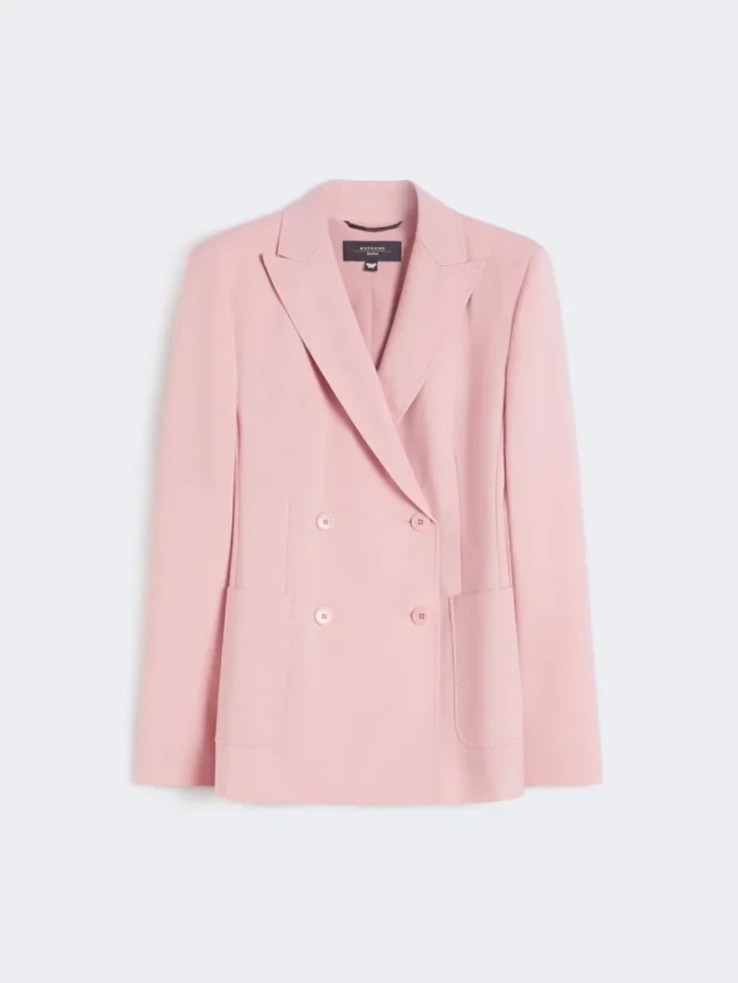 Blazer en laine stretch à double boutonnage, rose antique Blazer en laine stretch à double boutonnage, rose antique