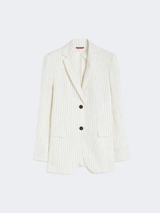 Blazer en lin à fines rayures, couleur naturelle Blazer en lin à fines rayures, couleur naturelle