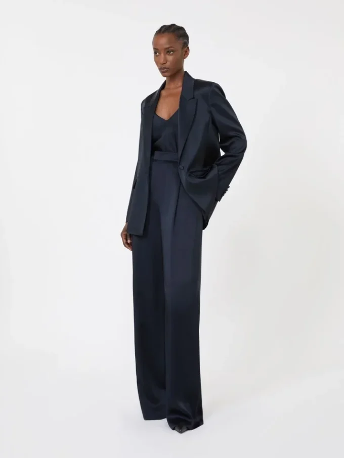 Caraco en satin envers, bleu nuit